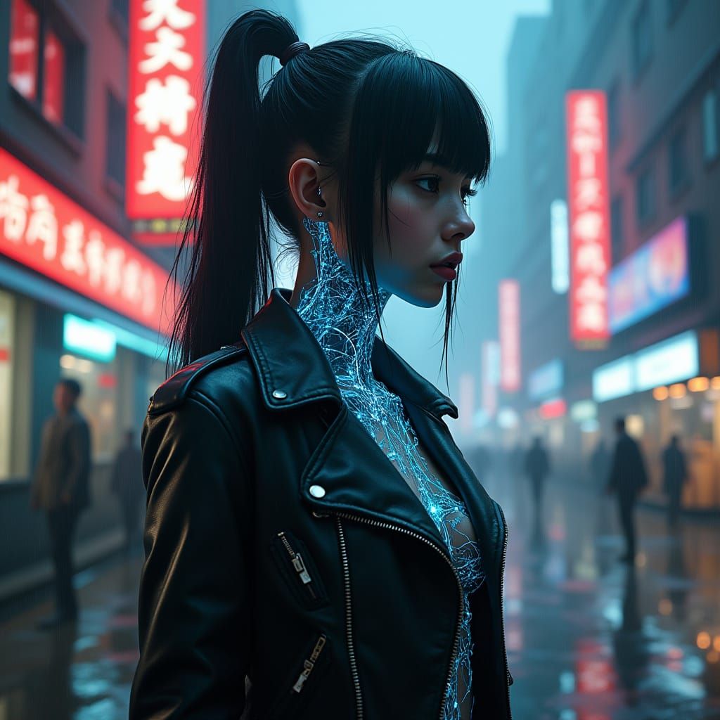 Cyberpunk Goddess in a Neon Dreamscape