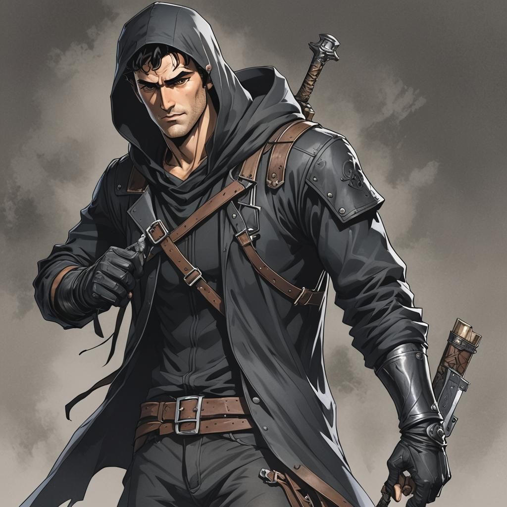 Ash Williams as Medieval Thief in Anime Style