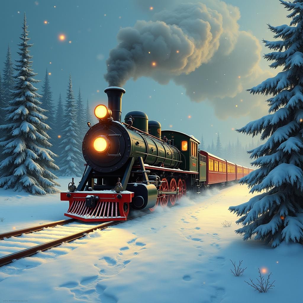 Magical Steam Train in Winter Wonderland