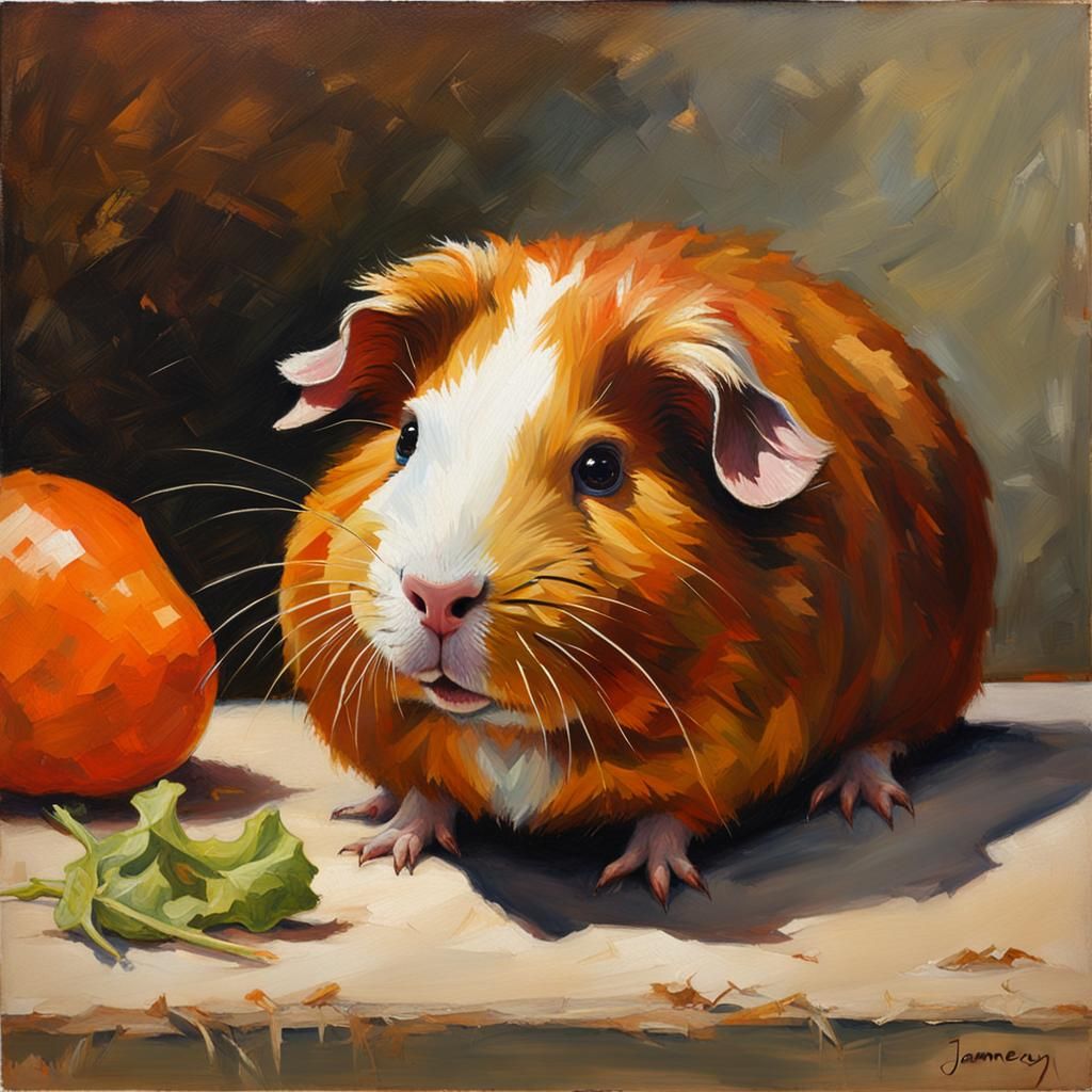 Guinea Pig Portrait in Oil Paint
