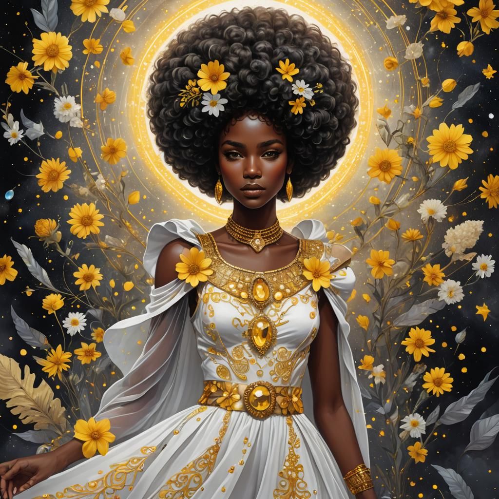 Ethereal Woman with Citrine Belt, Pablo Amaringo Style