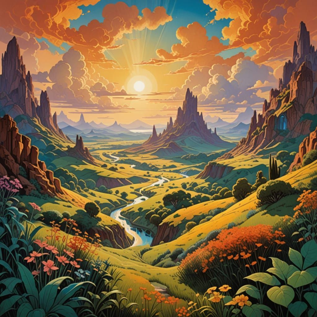 Surreal Summer Landscape in a Dreamlike Aesthetic