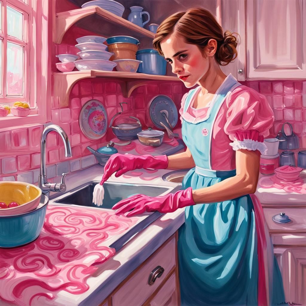 Emma Watson as Maid in Candyland Gouache Art