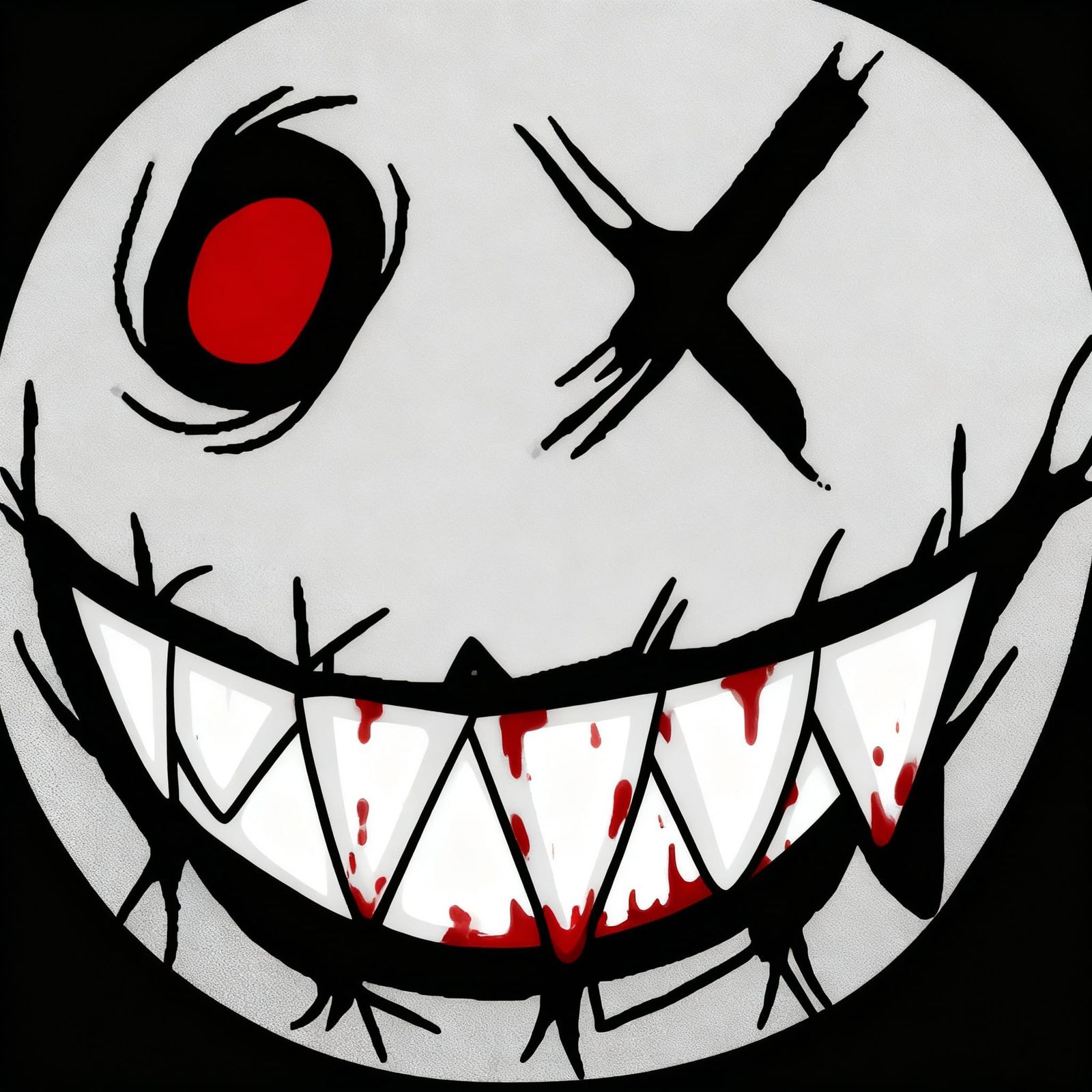 Bloodied White Monster with Black Background