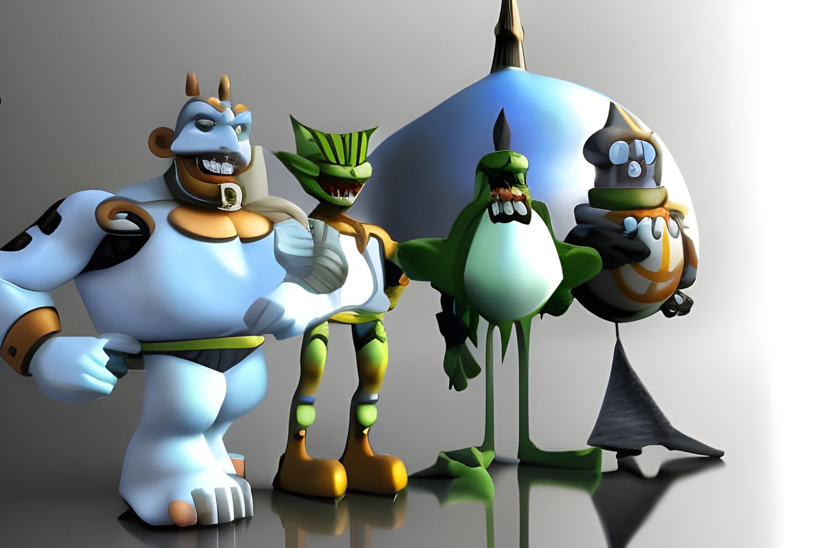 Cartoon Characters in Grotesque Hollywood Style