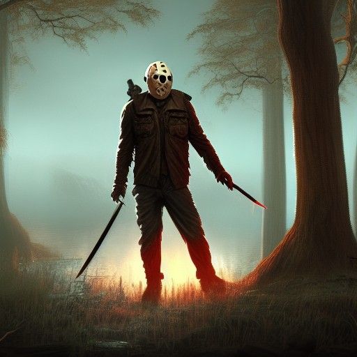Jason Voorhees: Detailed Matte Painting in Deep Color