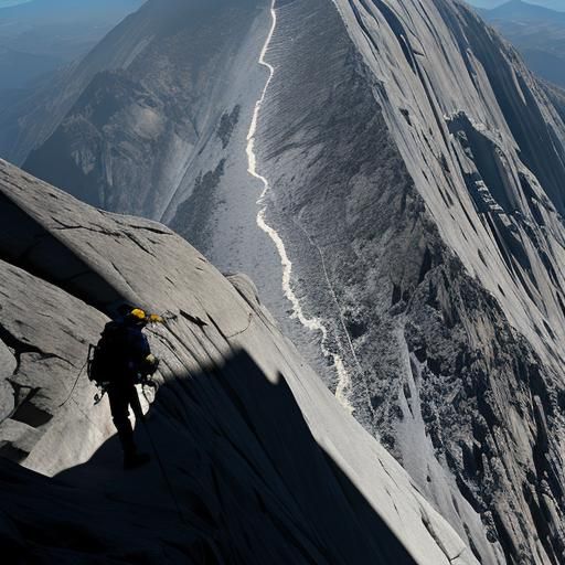 Silhouette Mountaineer Climbing El Capitan in Shadow