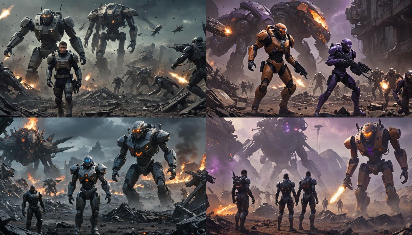 Alien Battlefield Scene with Soldier and Commander