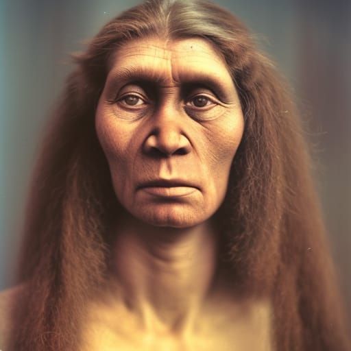 Neanderthal Woman: Striking Color Photography Portrait
