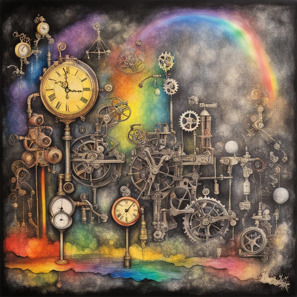 Steampunk, Kids Crayon drawings ,surreal child's drawing , r...