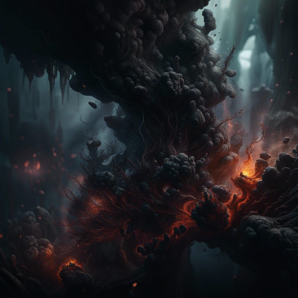 Black Tear Suspended: Detailed Matte Painting