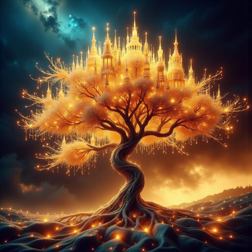 Ancient Alien Temple in Vibrant, Celestial Hues