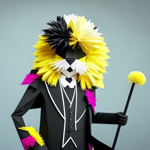 Origami Dandy Lion with Dandelion Mane