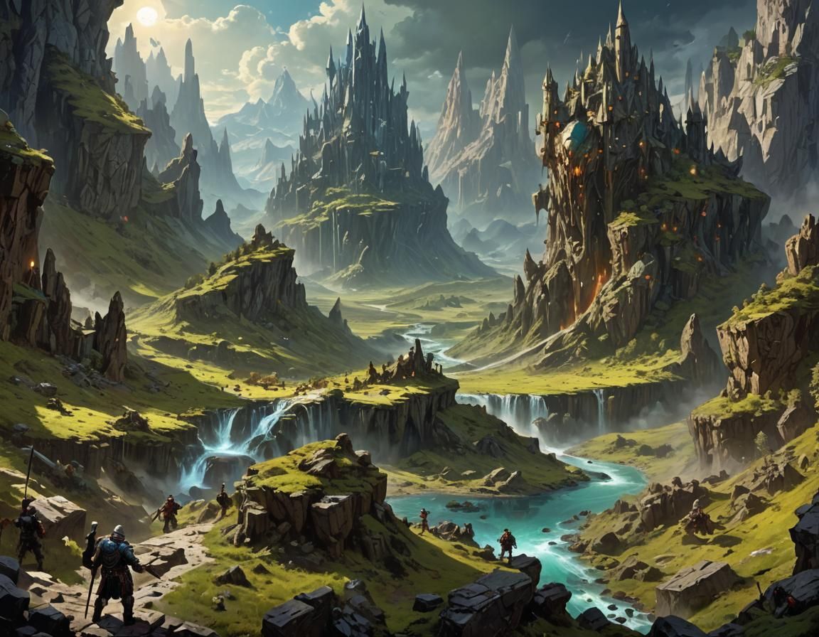 Epic Warhammer-Style Battle Scene with Unreal Weapons