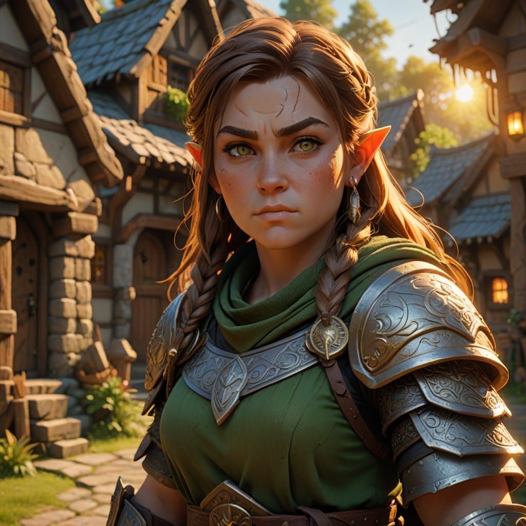 Female Dwarf Barbarian in Anime Style