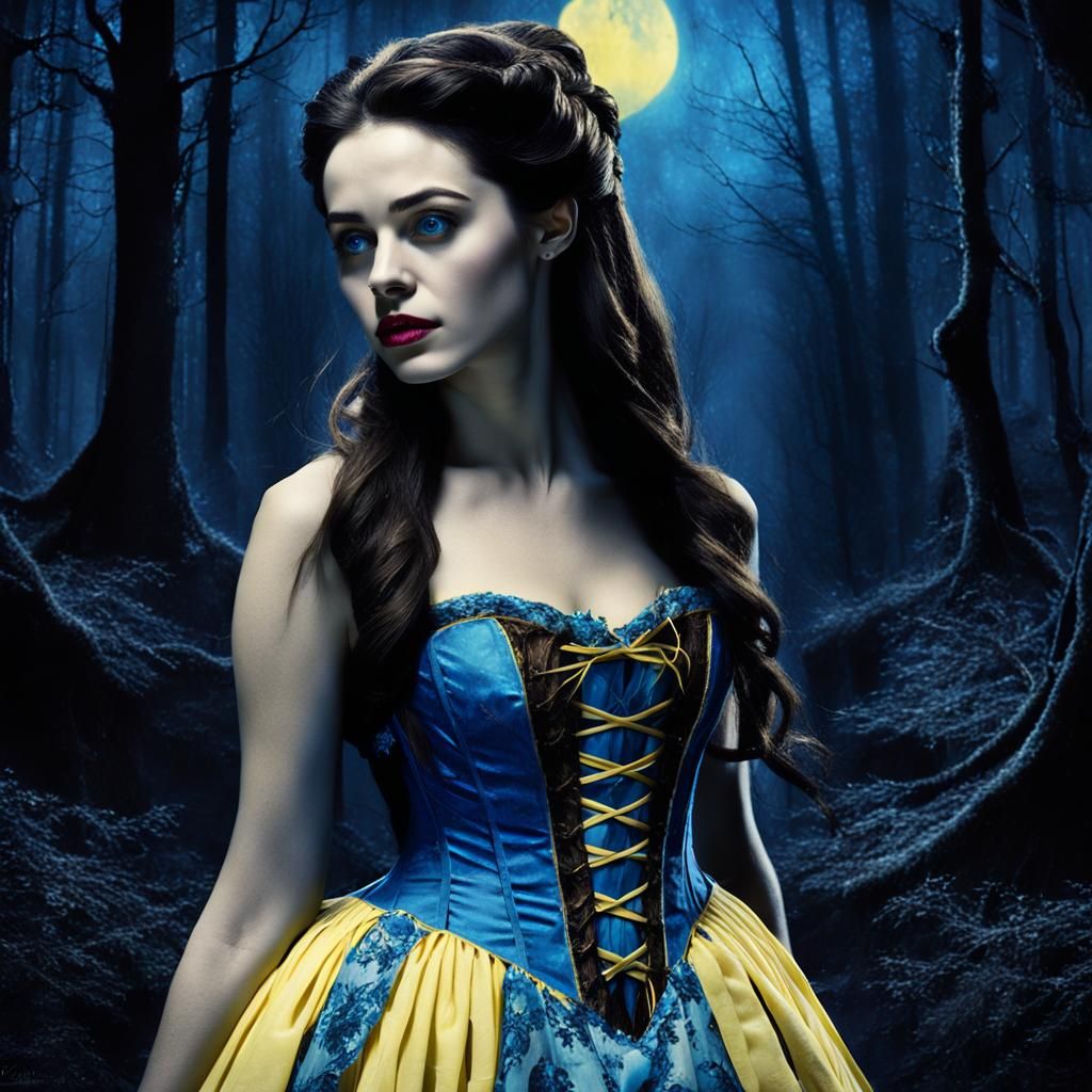 Haunted Beauty: Gothic Fairytale Portrait in Dark Forest
