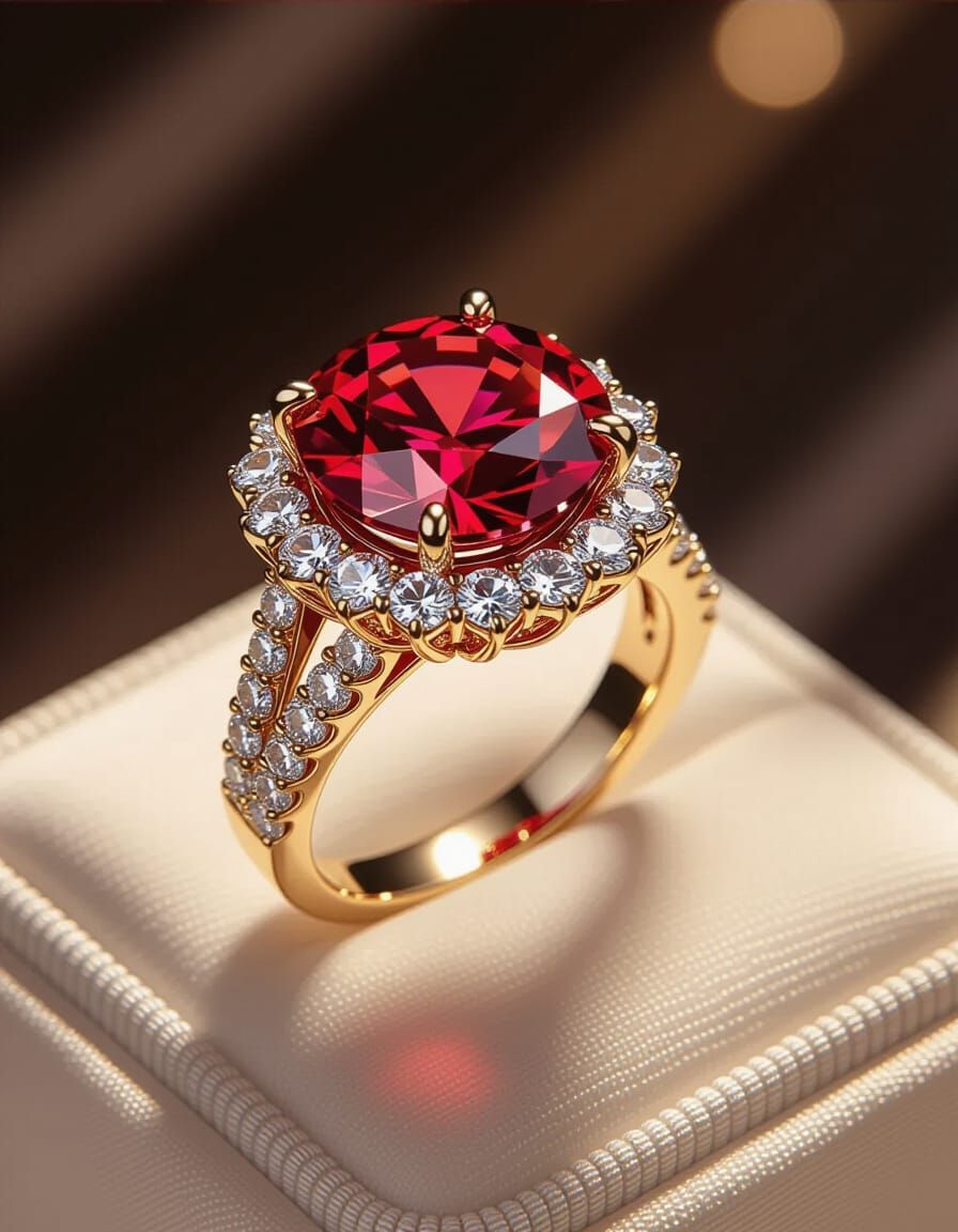 Magnificent Kingly Ruby Wedding Ring with Diamonds