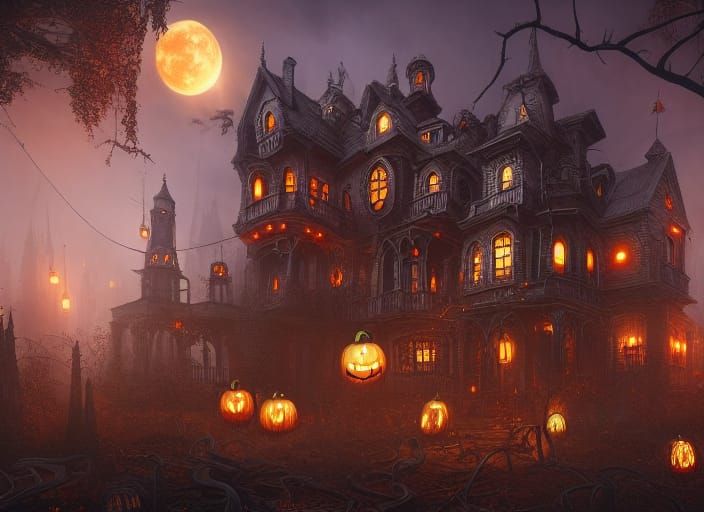 Steampunk Halloween Decorations in Detailed Matte Painting