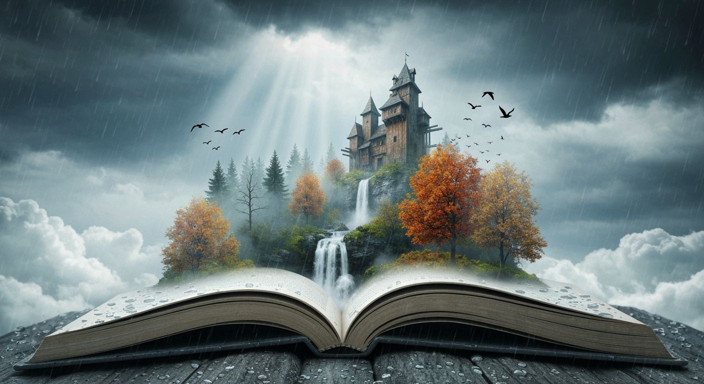 Enchanting Autumn Forest Diorama Inside Open Book