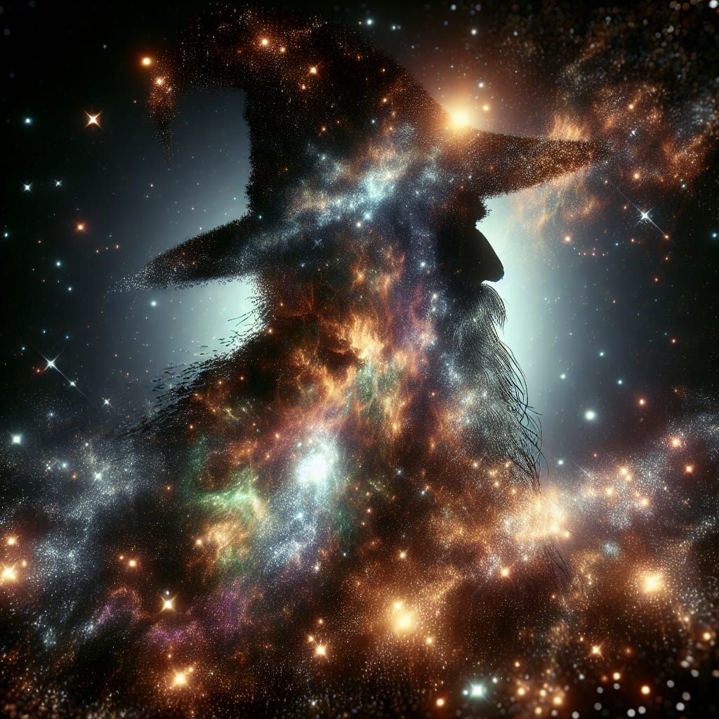 Ethereal Wizard Amidst Celestial Majesty