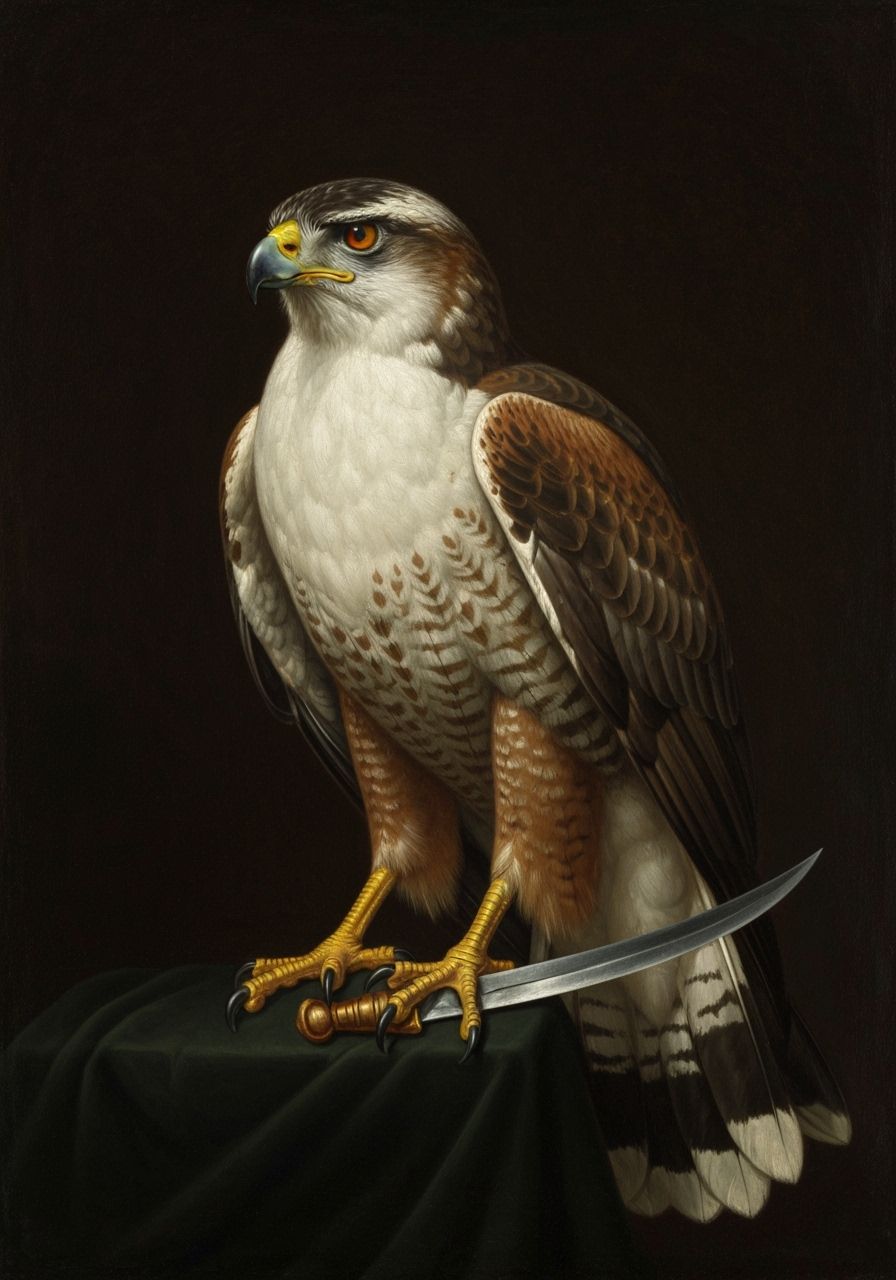 Hawk Pirate Portrait as Vintage Oil Painting