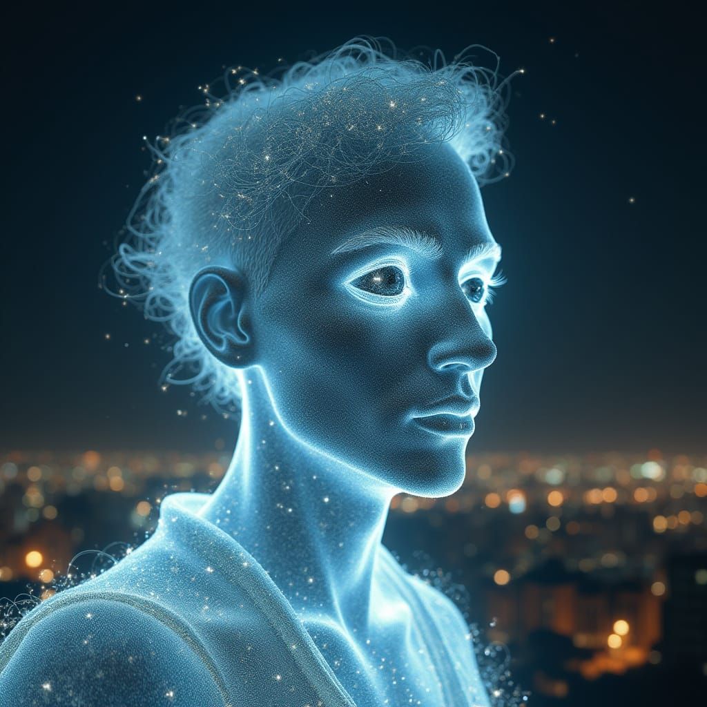 Man With Starry Eyes in Transparent Robe