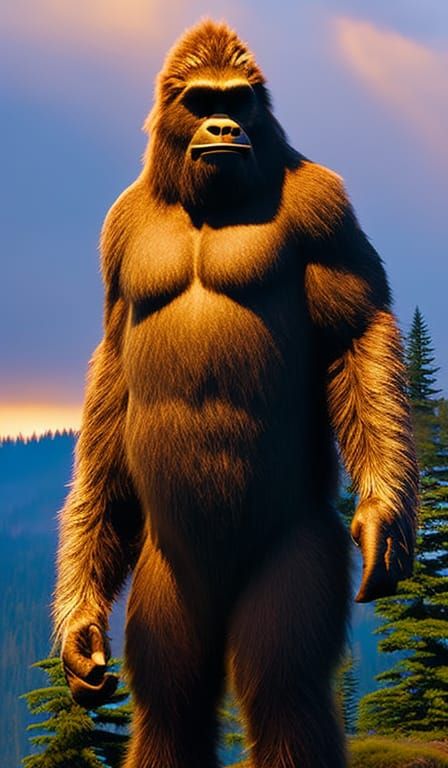 Bigfoot in Pacific Northwest at Golden Hour