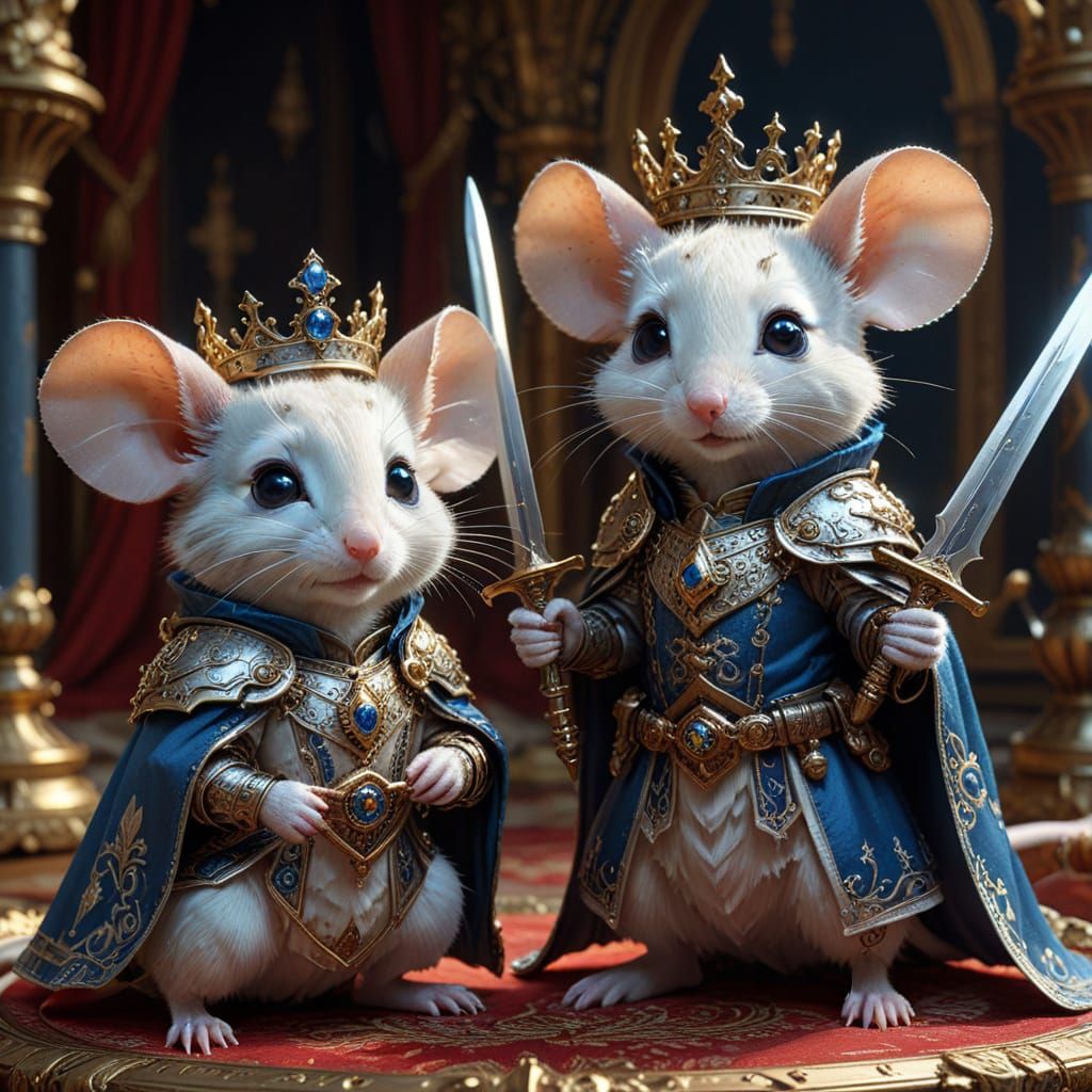 Chibi Mouse King and Queen in Fantasycore Style