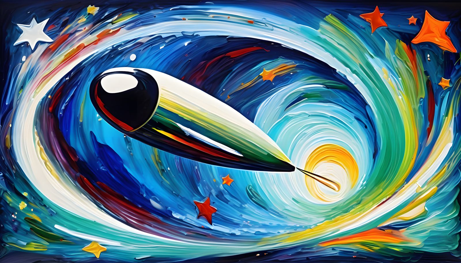 Sleek Spacecraft Blazes Through Cosmic Vortex