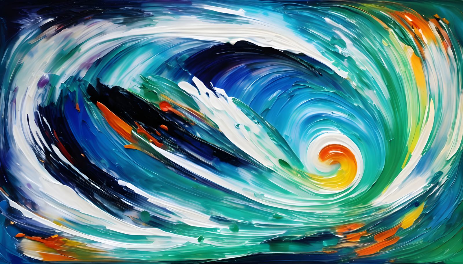 Surreal, Abstract Oil Painting of a Racing, Incandescent Cyl...