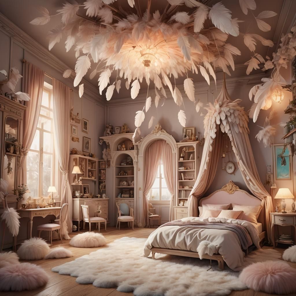 Fantastical Bedroom with Giant Feather Bed