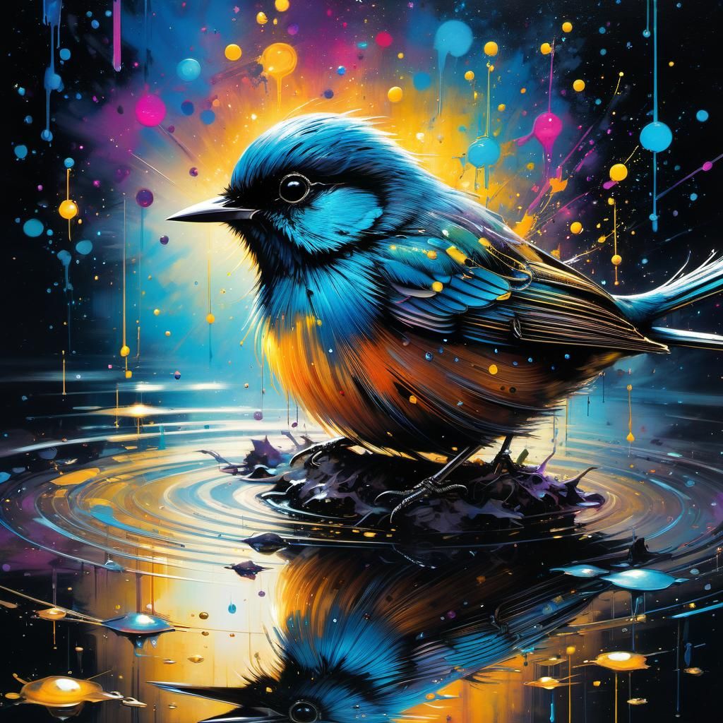 Bird in Splatter Art