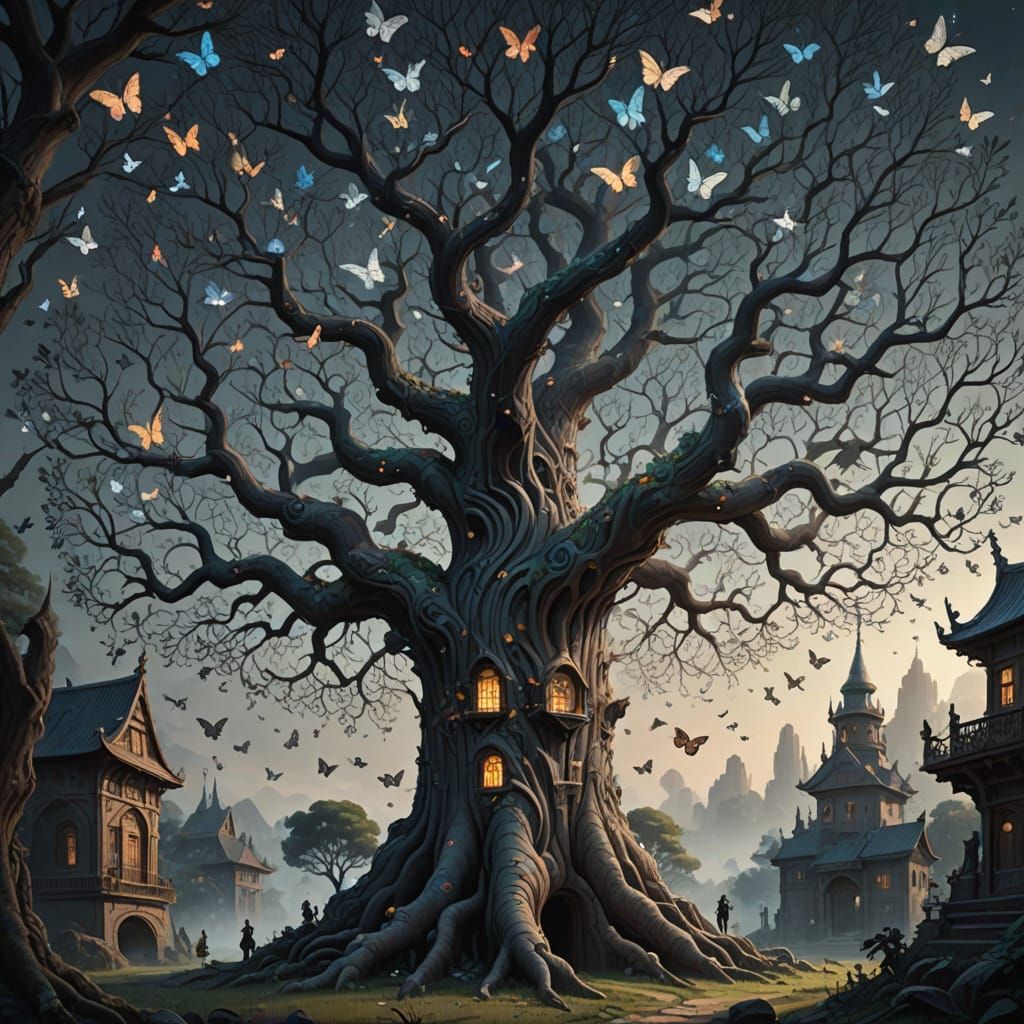 Magical Treehouse of Graphite and Butterflies