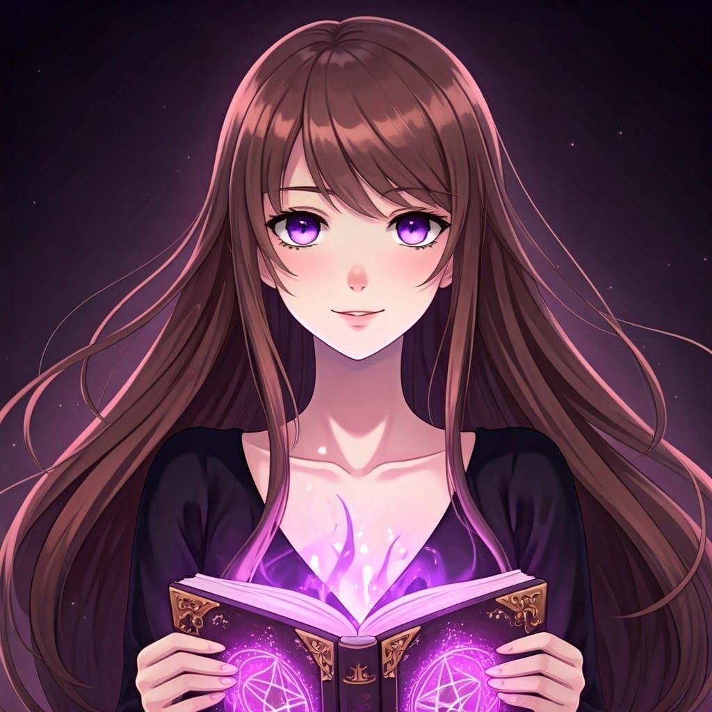 Anime Mage with Glowing Grimoire