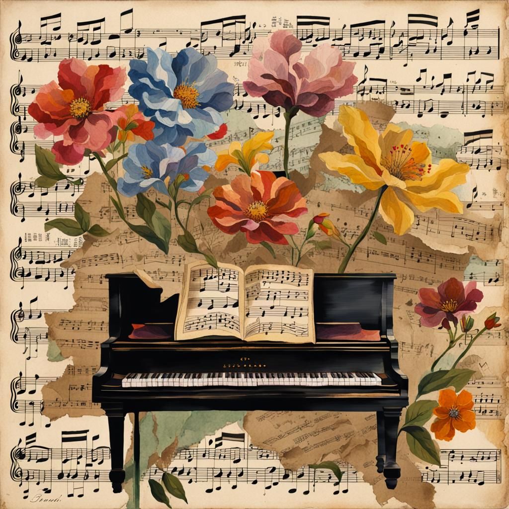 Colorful Spring Flowers in Paper Collage