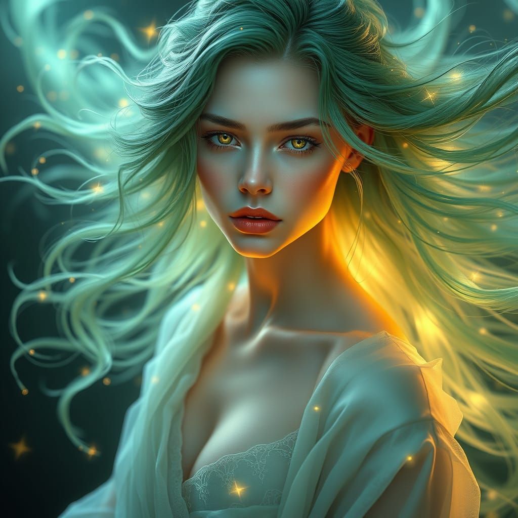 Mystical Female in Ethereal Light, in Dreamlike Hyper-Detail...