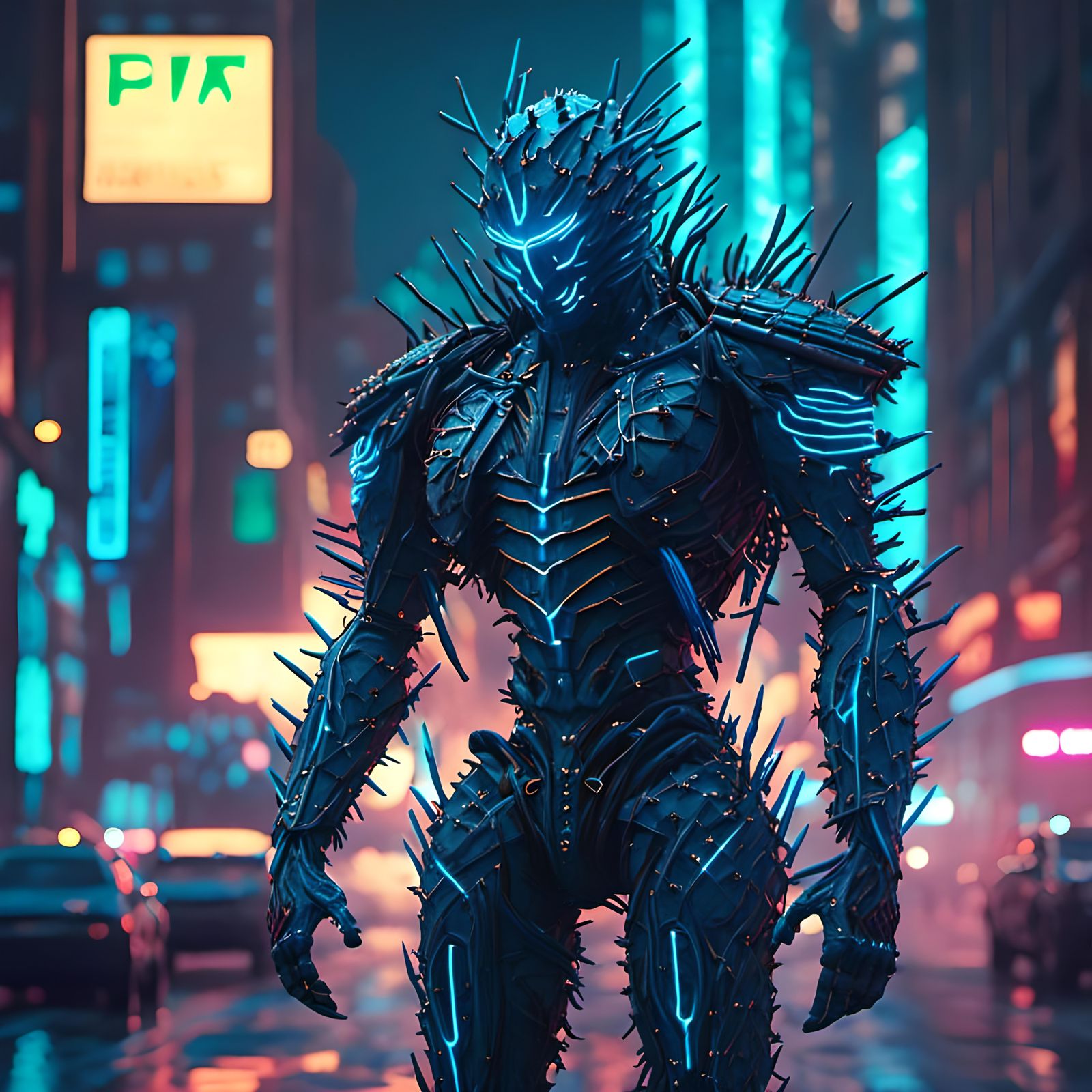 Colorful Cactus Creature Mobile in Surreal Style