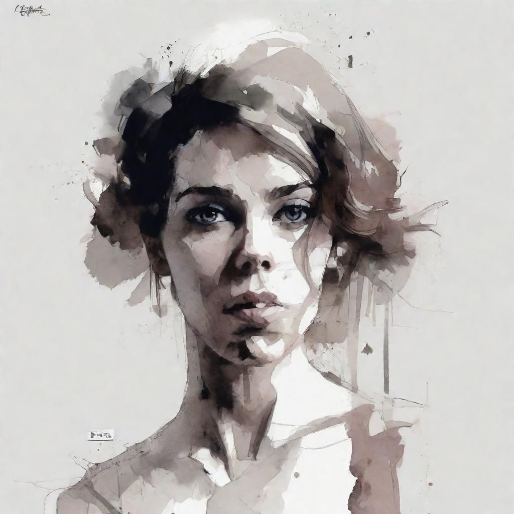 Expressive Abstract Portrait in Mixed Media Style