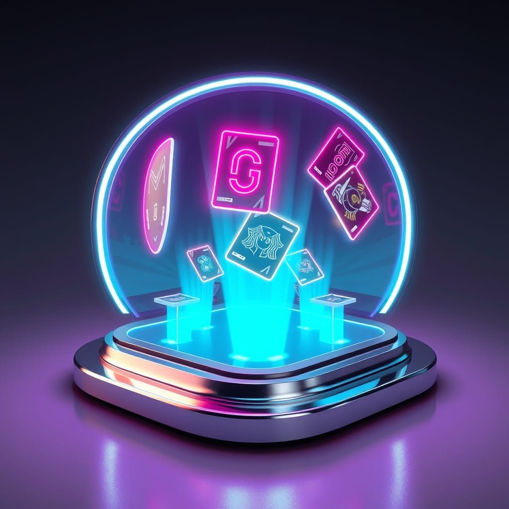 Sleek Futuristic Logo for Custom 3D Displays in Neon and Chr...