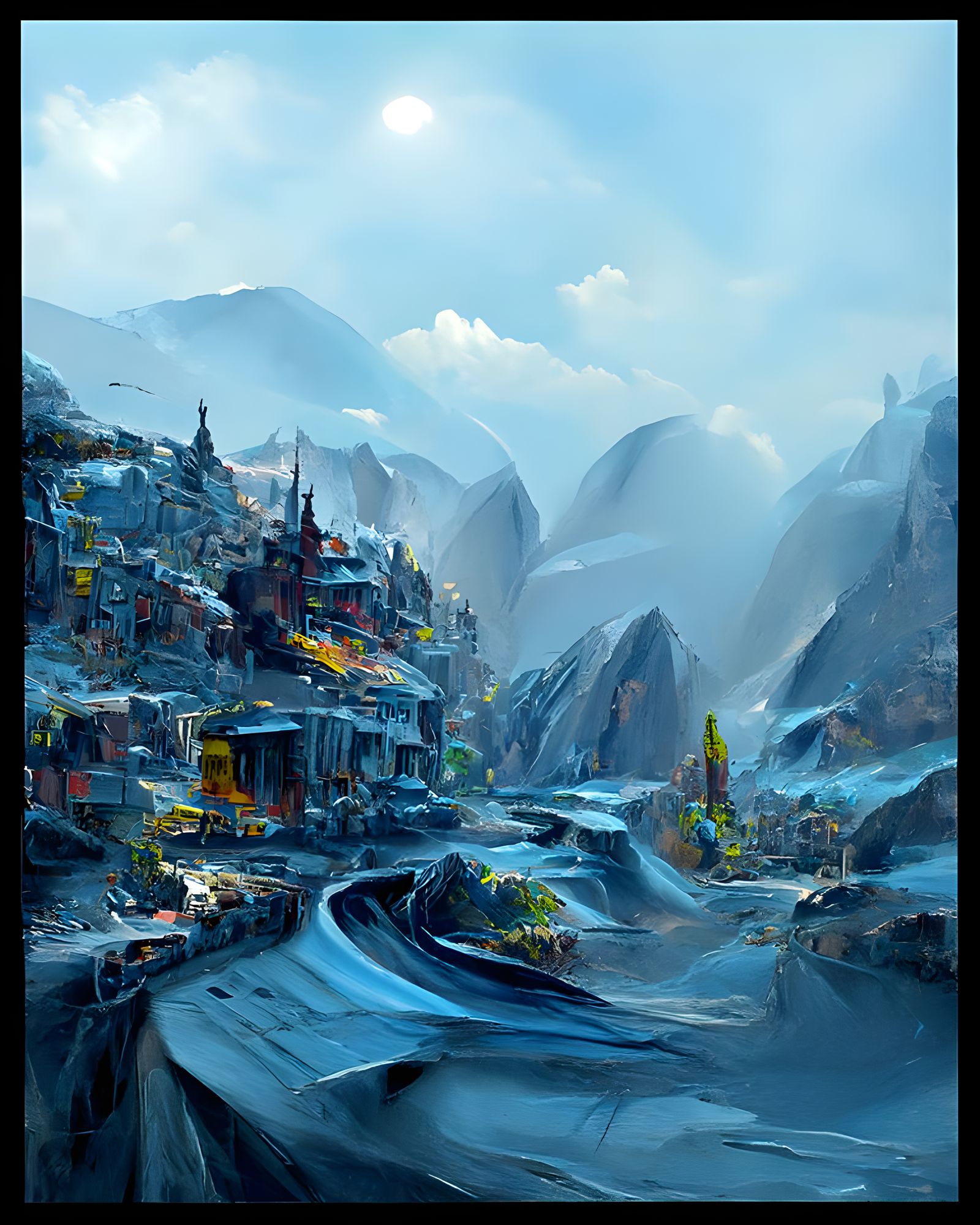 Mining City in Hyperdetailed Surreal Style