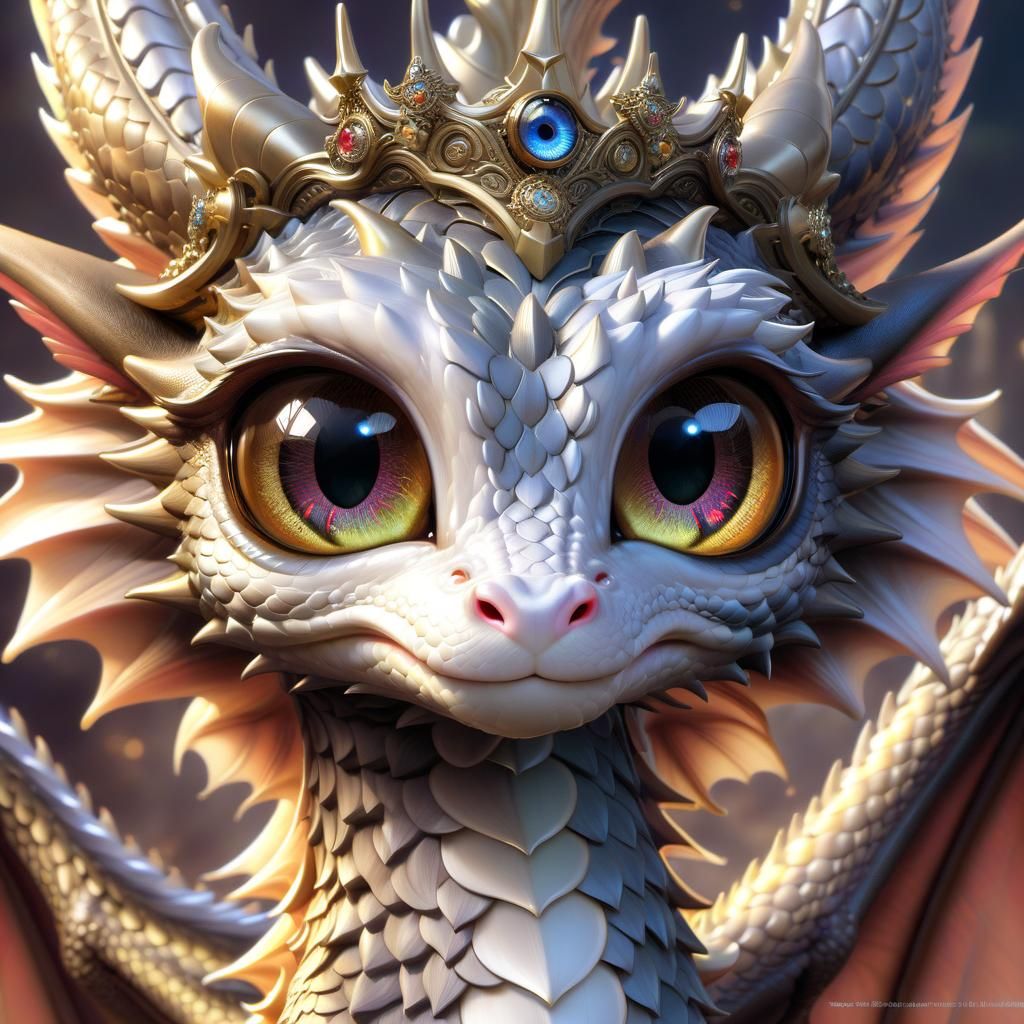 Anime Princess Dragon Portrait with Crown
