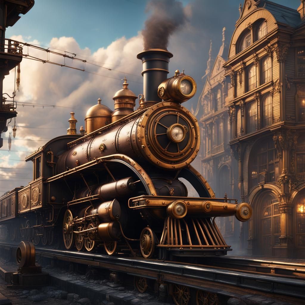 Steampunk Mode of Transportation in Detailed Matte Painting