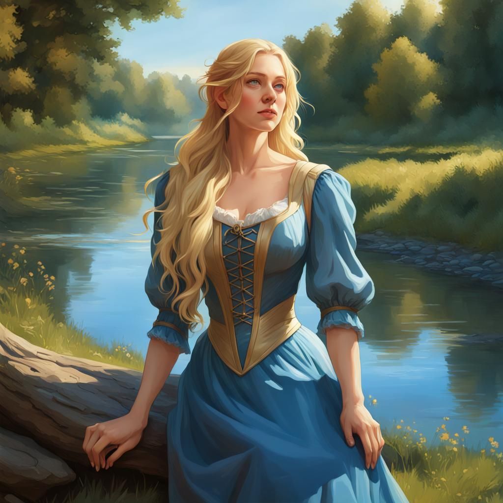 Tudor Farm Girl in German Village, Fantasy Portrait