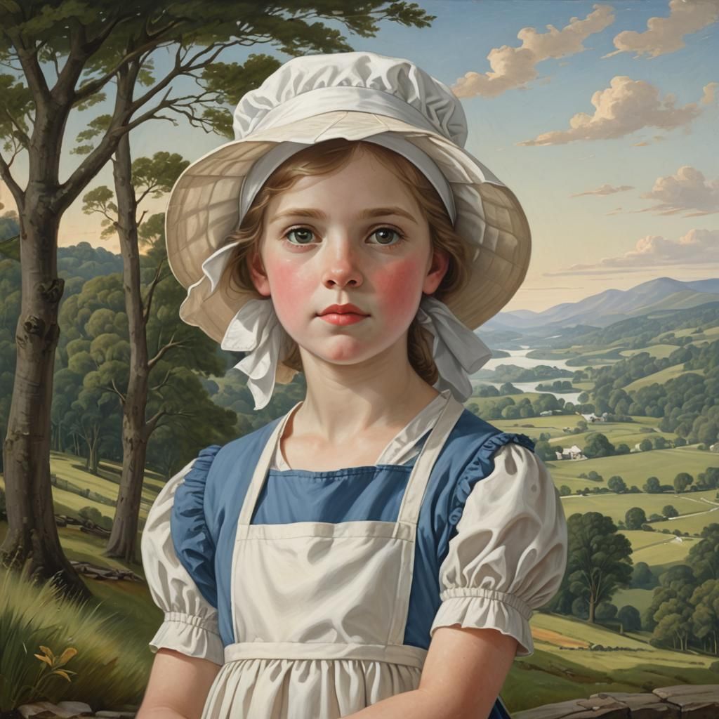 Neoclassical Portrait of Young Girl in Landscape