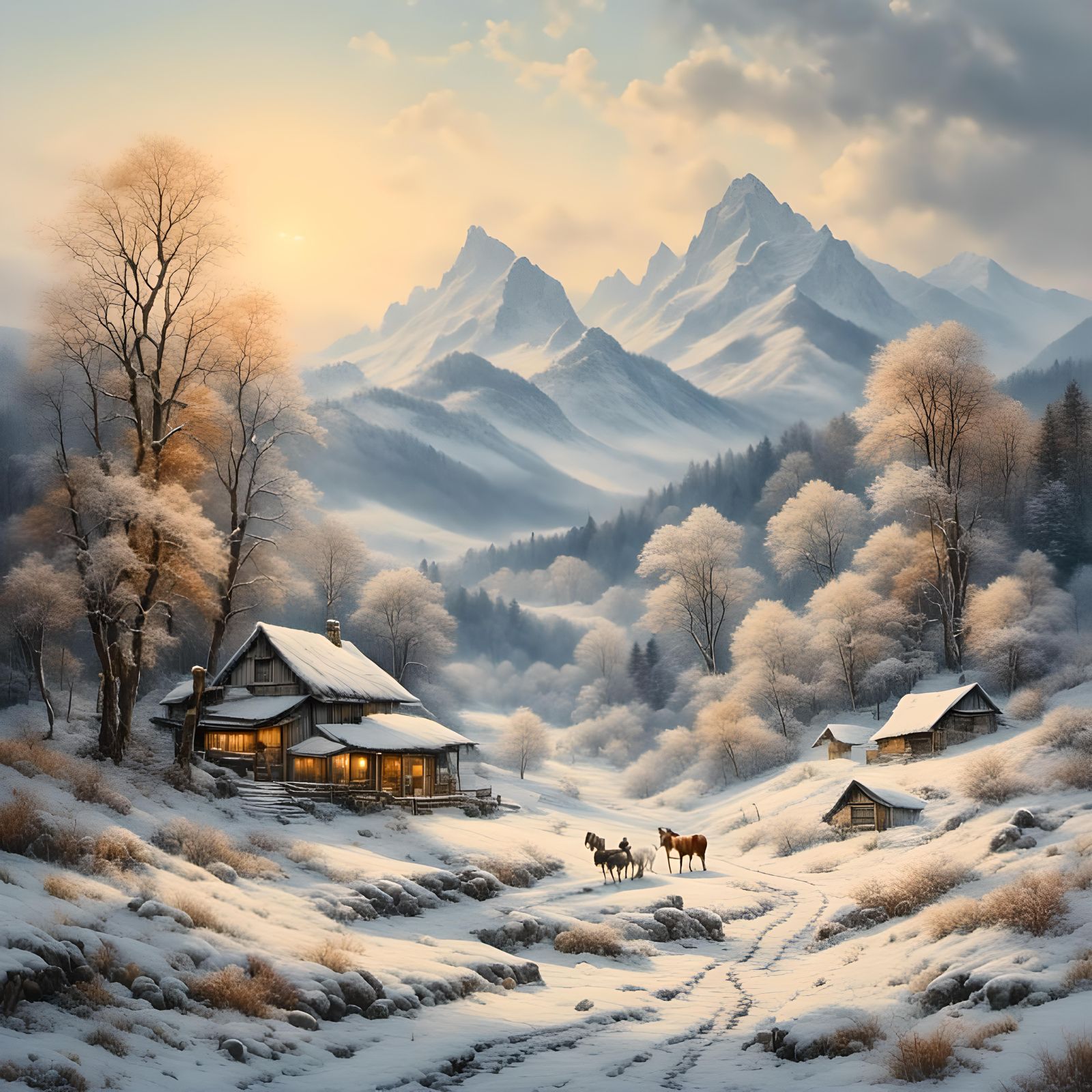 <lora:Autumn Winter:1.0> <lora:PaubhariXL:1.0> winter Landsc...