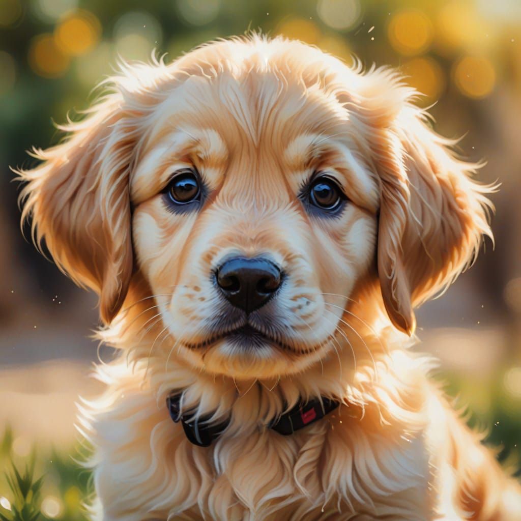 Playful Golden Retriever Puppy in Pixar Style