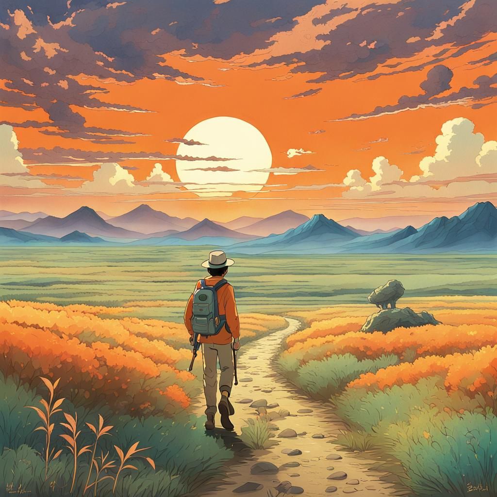 Geologist on Alien Planet in Studio Ghibli Style