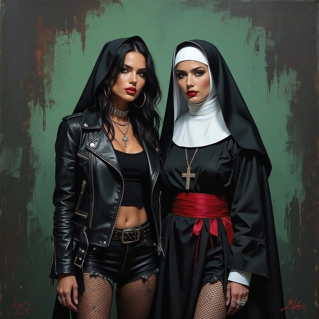 Merging Iconic Figures in Moody, High-Contrast Collage