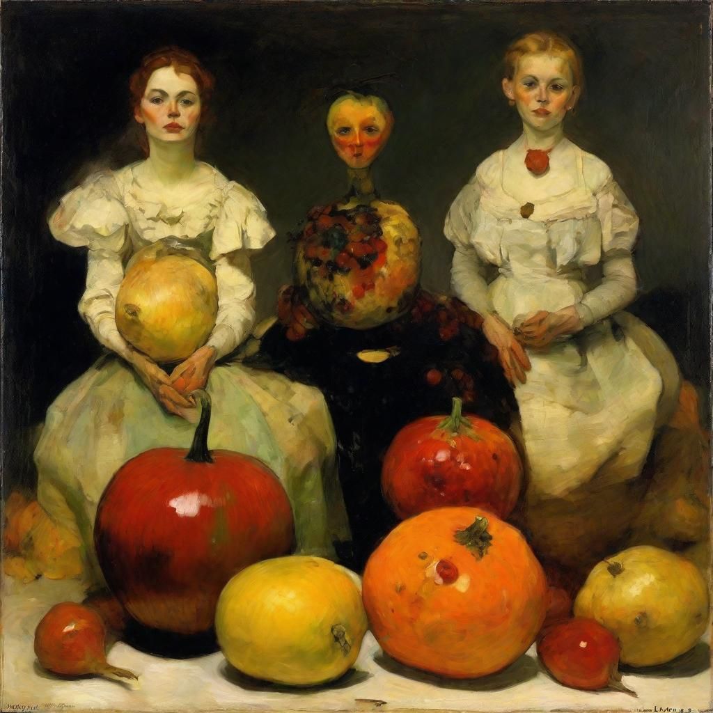 Surreal Gourds with Vampires in Expressionist Style