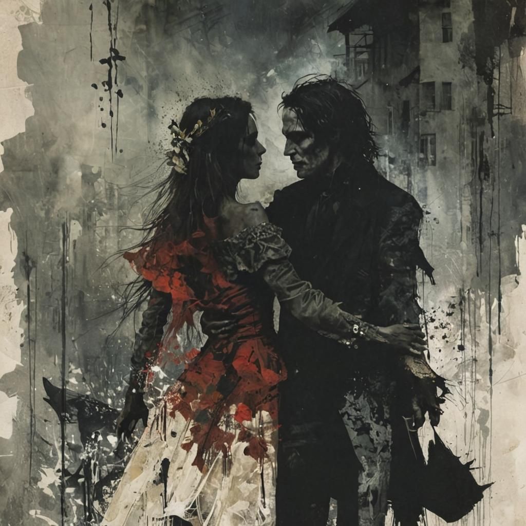 Sinister Lovers Dancing: Mixed-Media Photography